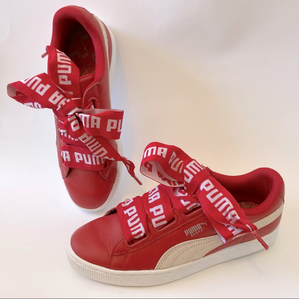 PUMA Red Basket Heart Sneakers